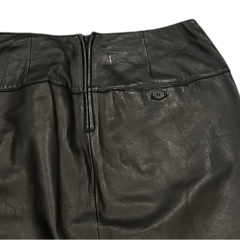 Leather Black Bikercore Goth Club Y2K Lord & Taylor Lined Pencil Skirt 12